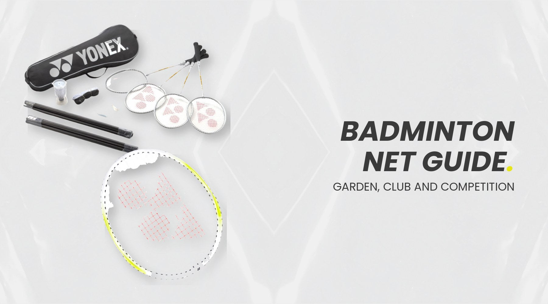 Badminton net set up with posts for garden and club play