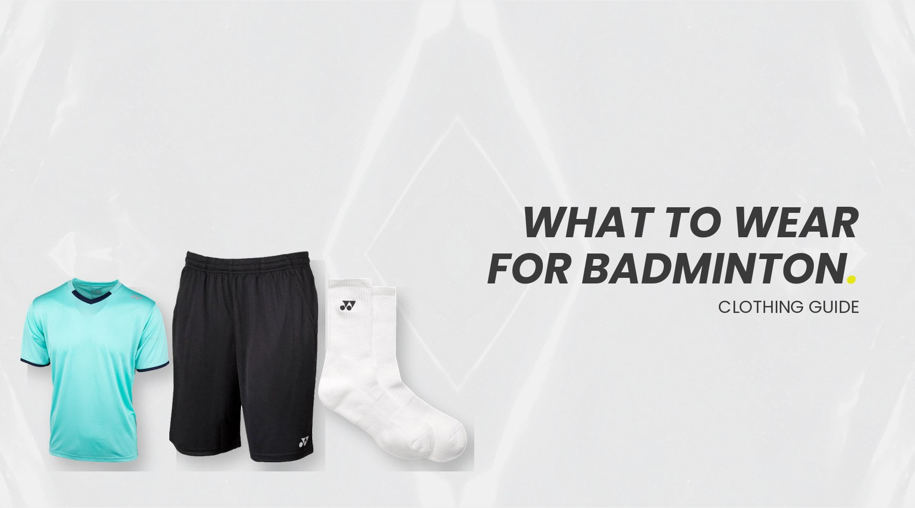 Yonex badminton clothing including T-shirt, shorts and socks