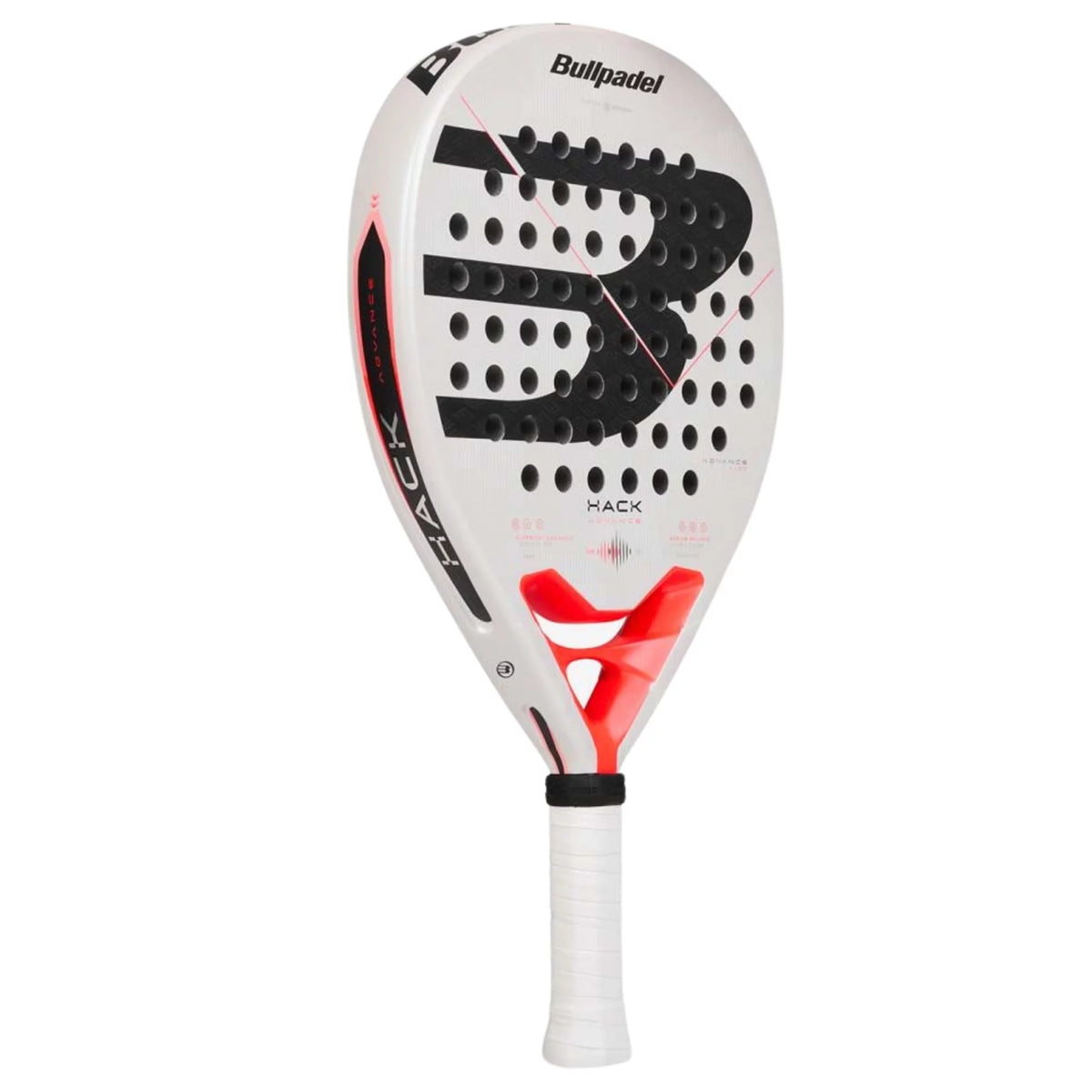 BullPadel Hack Advance 26 Padel Racket - White/Orange Padel BullPadel