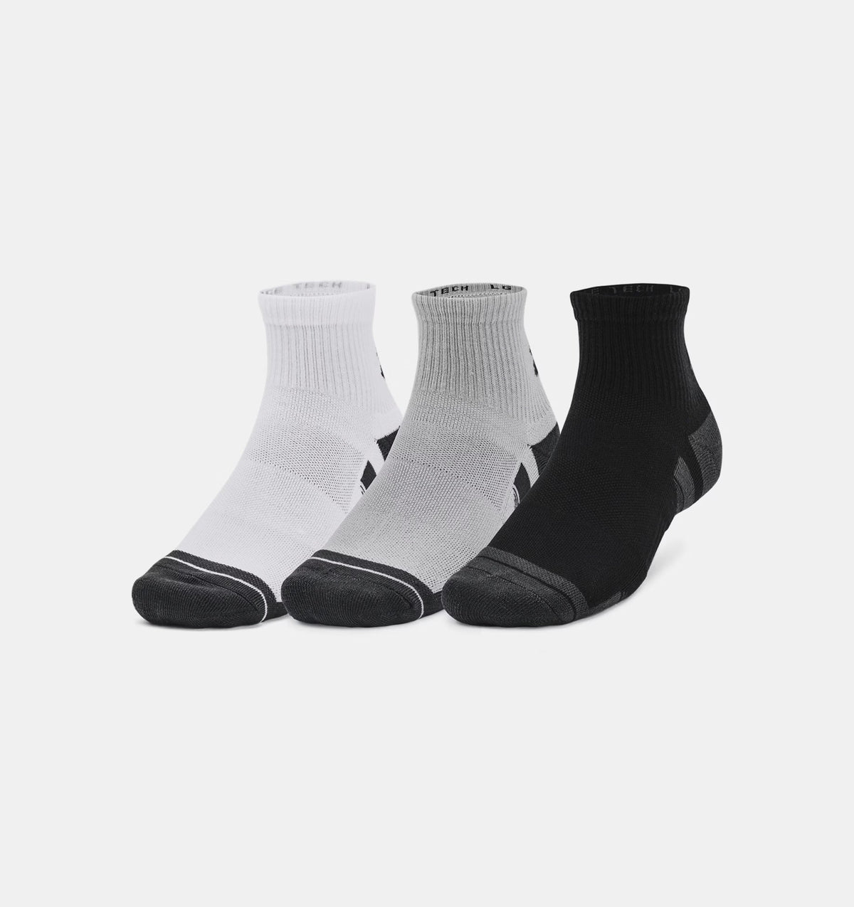 Under Armour Performance Tech 3pk Quarter Socks 1379510 011 Mod Gray White Clearance Under Armour