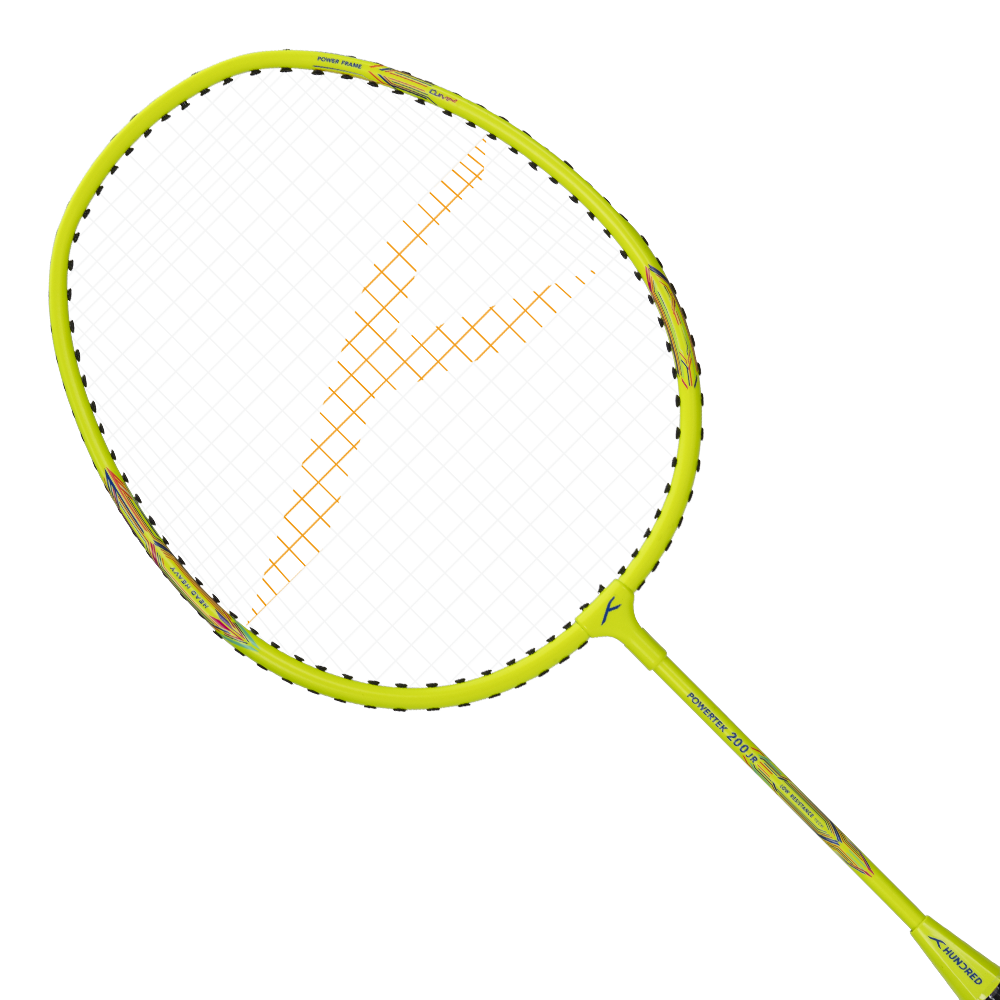 Hundred Powertek 200 2U Junior Badminton Racket - Yellow Badminton Rackets Hundred
