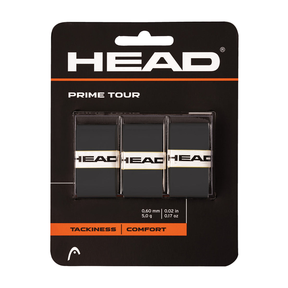 HEAD Prime Tour Tennis Overgrip - Black/Orange