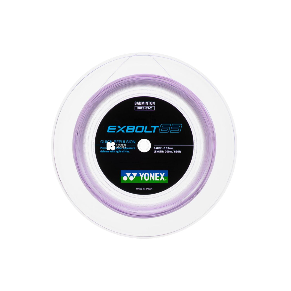 Yonex Exbolt 63 Badminton String (200m Reel) Lavender Lavender Reels 200M String (Reel) Yonex