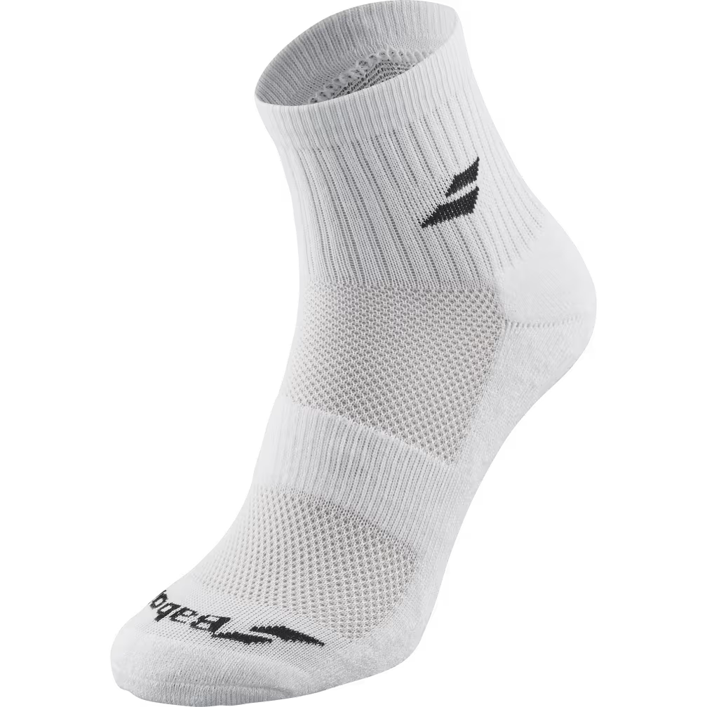 Babolat Quarter Socks Unisex 3 Pack (5UB1401) - White, Black or Multi-Colour White Socks Babolat