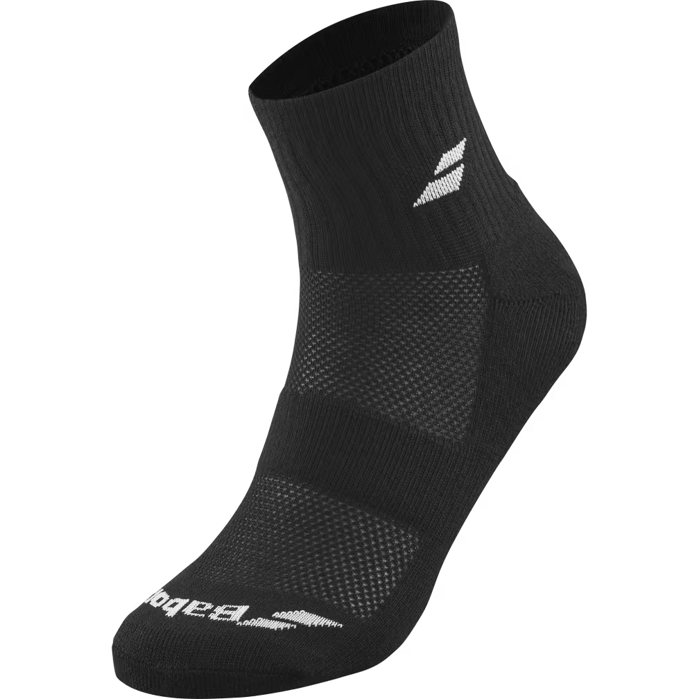 Babolat Quarter Socks Unisex 3 Pack (5UB1401) - White, Black or Multi-Colour Black Socks Babolat