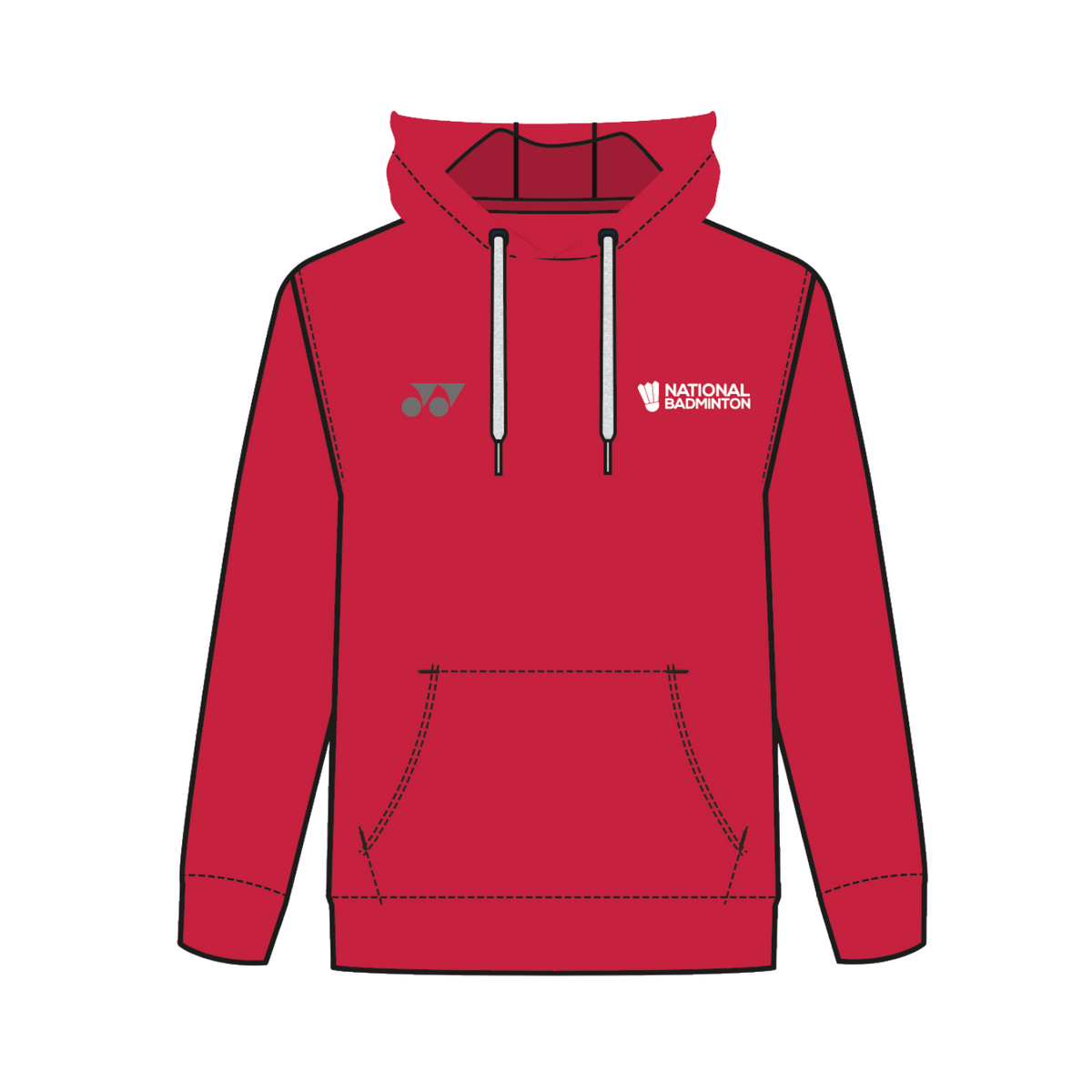 National Badminton Yonex Block Hood Unisex - Red Clothing Yonex Teamwear