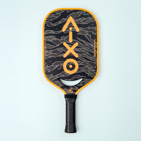 Aixo P14C Reaper Series Tiger King 18K Raw Carbon Pickleball Padel Black Orange One Size Pickleball Paddle Aixo