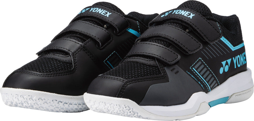 Yonex SHBSF1JB PC Strider Flow Badminton Shoe Junior Belt - Black/Blue Badminton Shoes Yonex