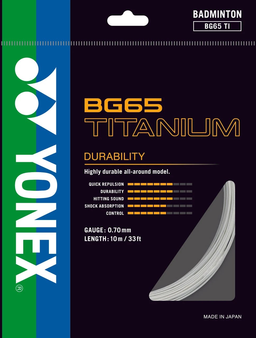 Yonex BG65 Titanium Badminton String (10m Set) White White 10m Set String (Packs) Yonex