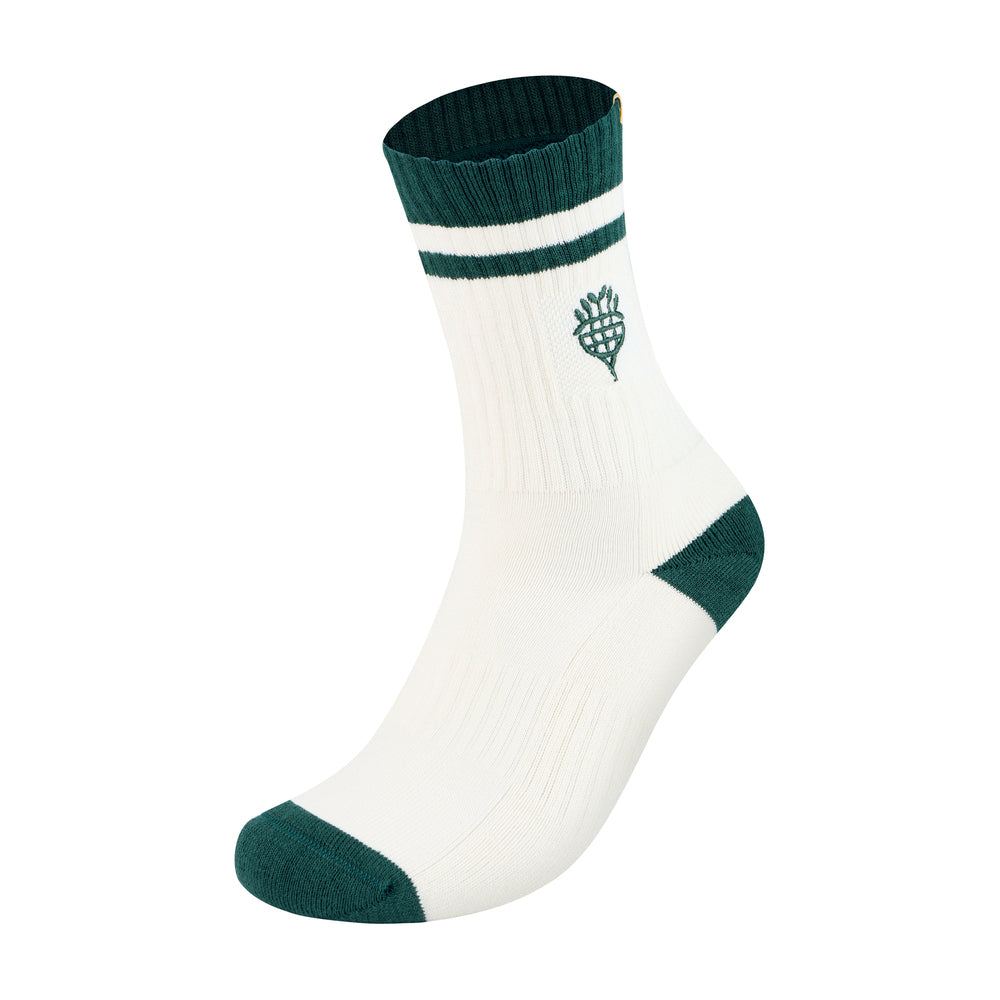 Yonex 19273EX Nature Sport Crew Socks Unisex - White/Green White Green Clothing Yonex