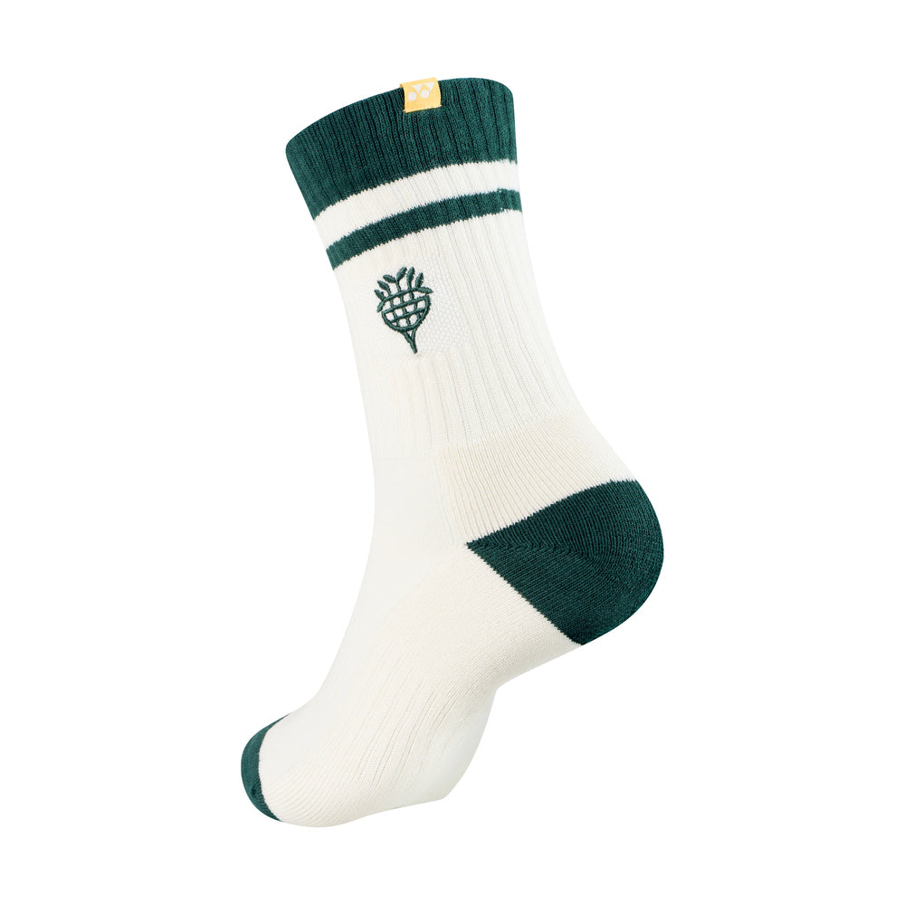 Yonex 19273EX Nature Sport Crew Socks Unisex - White/Green Clothing Yonex