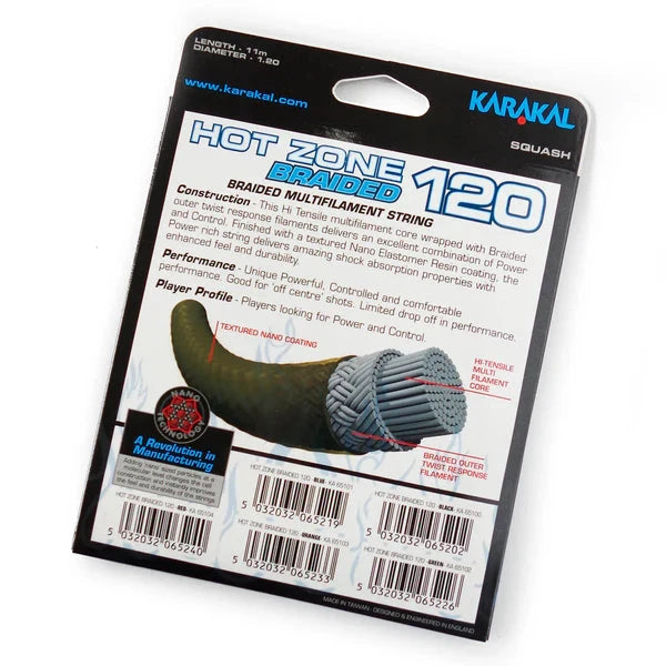 Karakal Hot Zone Braided 120 Squash String KA65103 11m Squash String Karakal