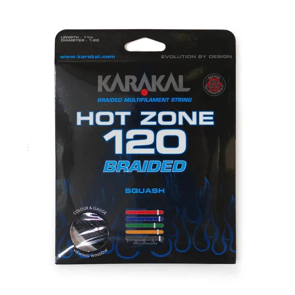 Karakal Hot Zone Braided 120 Squash String KA65100 11m BLACK Packs 10m String (Packs) Karakal