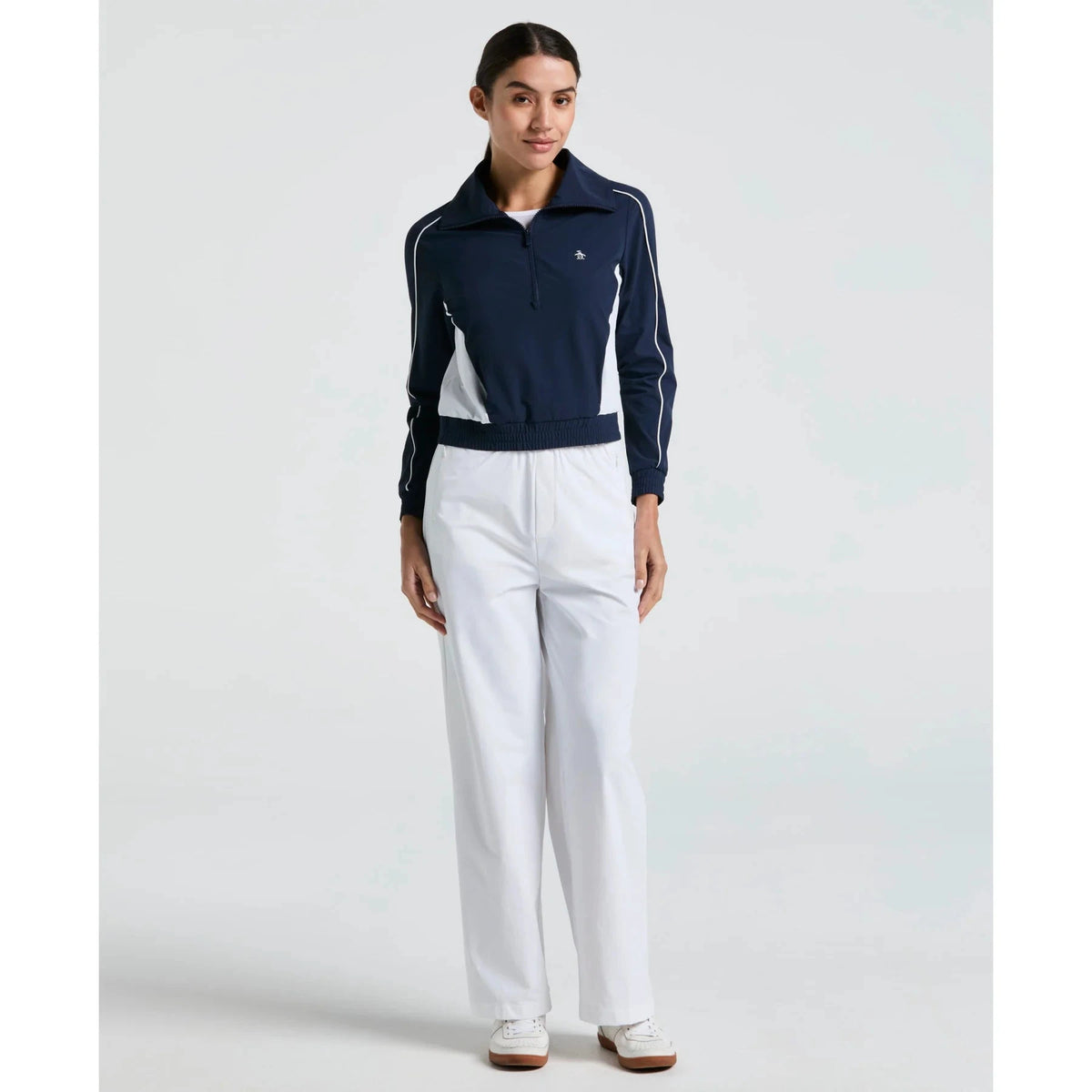 Original Penguin Cropped 1/4 Zip Colourblock (O1JSF002) Tennis Jacket Women Clothing Original Penguin