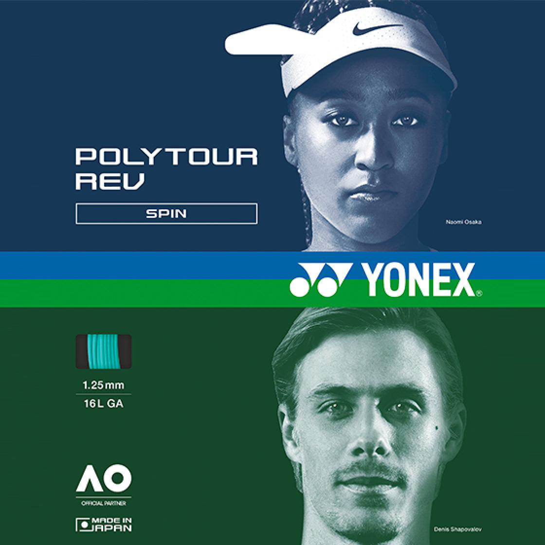 Yonex Polytour Rev 1.25mm 12m Pack Tennis String Mint 12m Set Mint String (Packs) Yonex