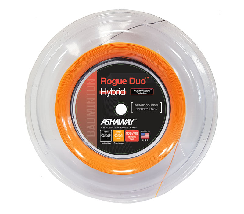 Ashaway Rogue Duo Hybrid Badminton String Reel - Black/Orange Black Orange 200m Reel String (Reel) Ashaway