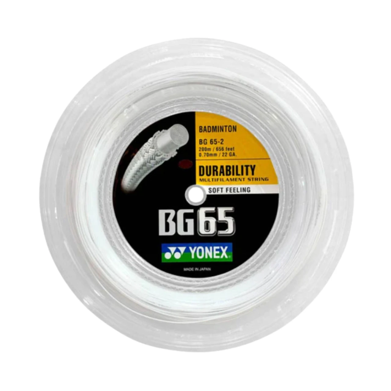 Yonex BG65 Badminton String (200m Reel) White Yonex BG65 Badminton String (200m Reel) White