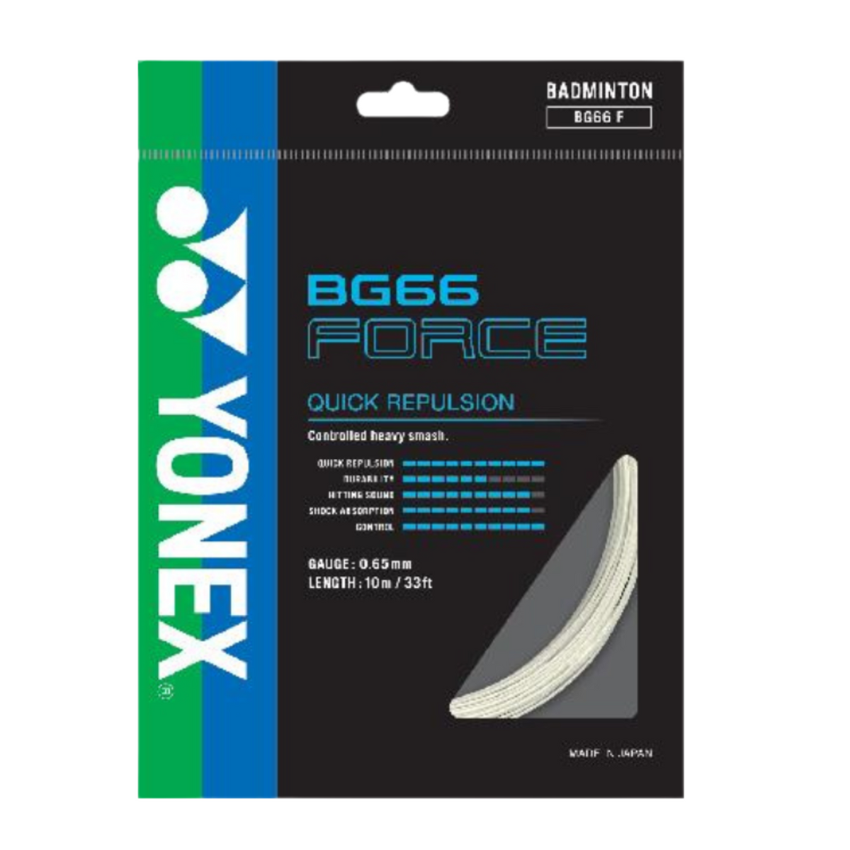 Yonex BG66 Force String (10m Set) White String (Packs) Yonex