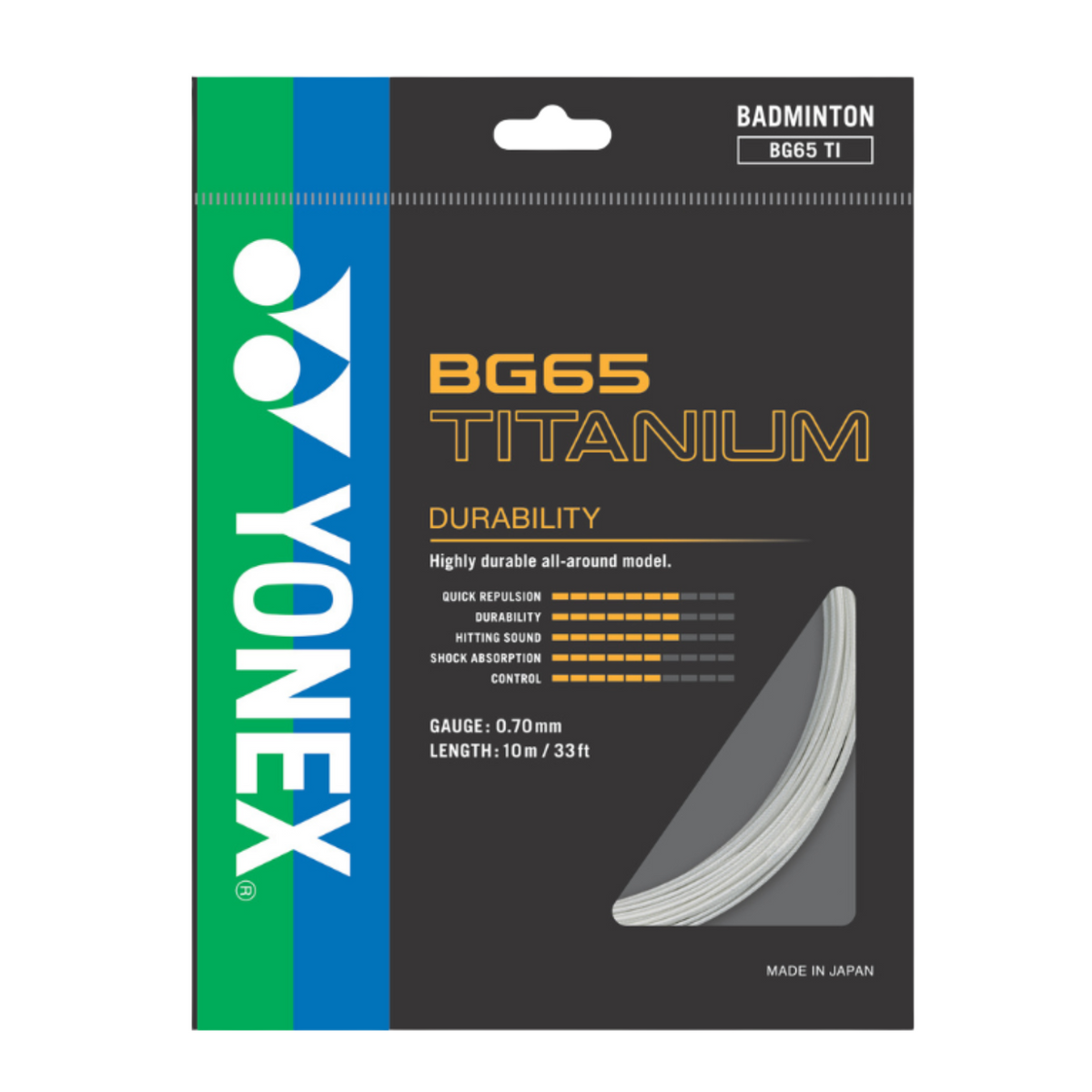 Yonex BG65 Titanium Badminton String (10m Set) White String (Packs) Yonex