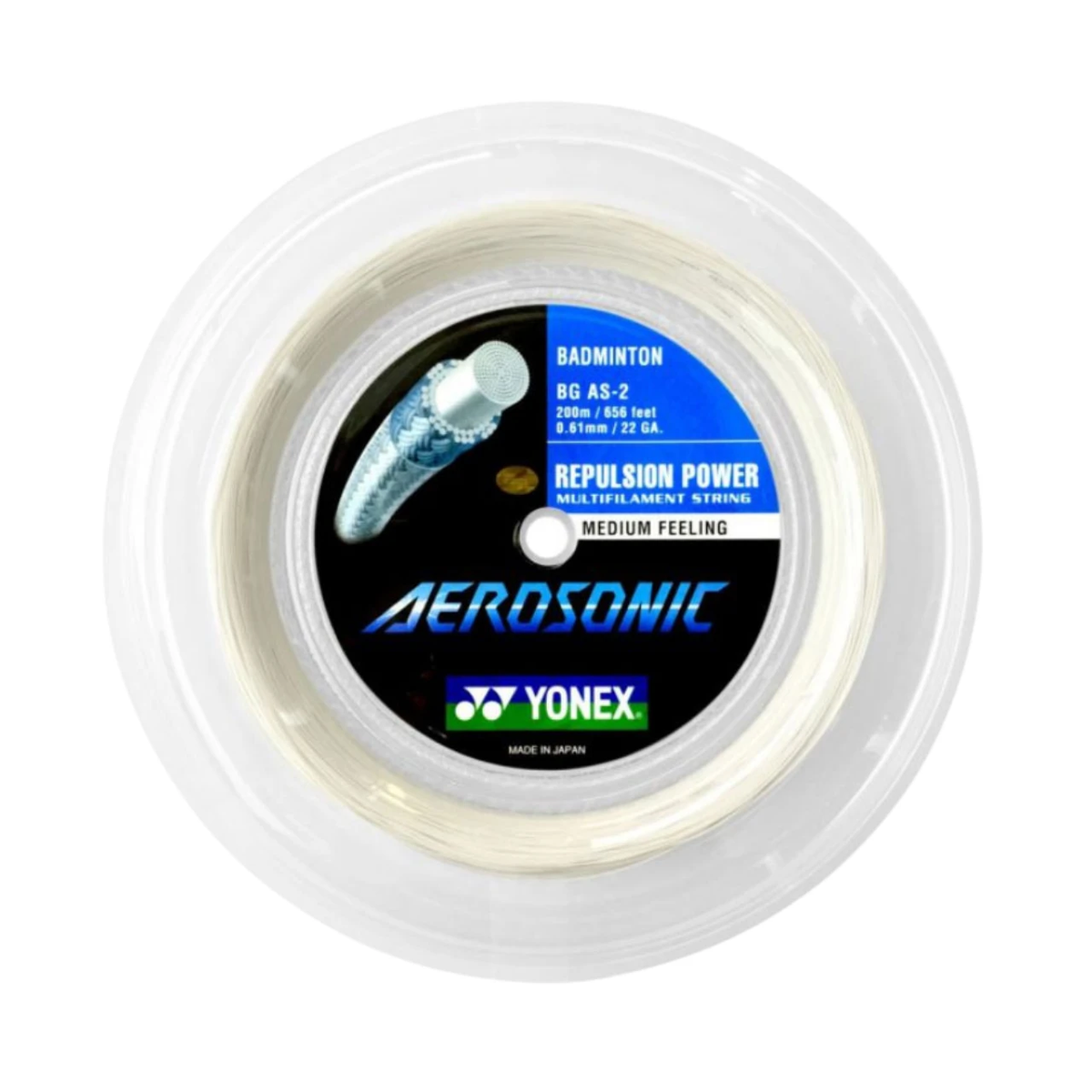 Yonex BG Aerosonic Badminton String (200m Reel) White String (Reel) Yonex