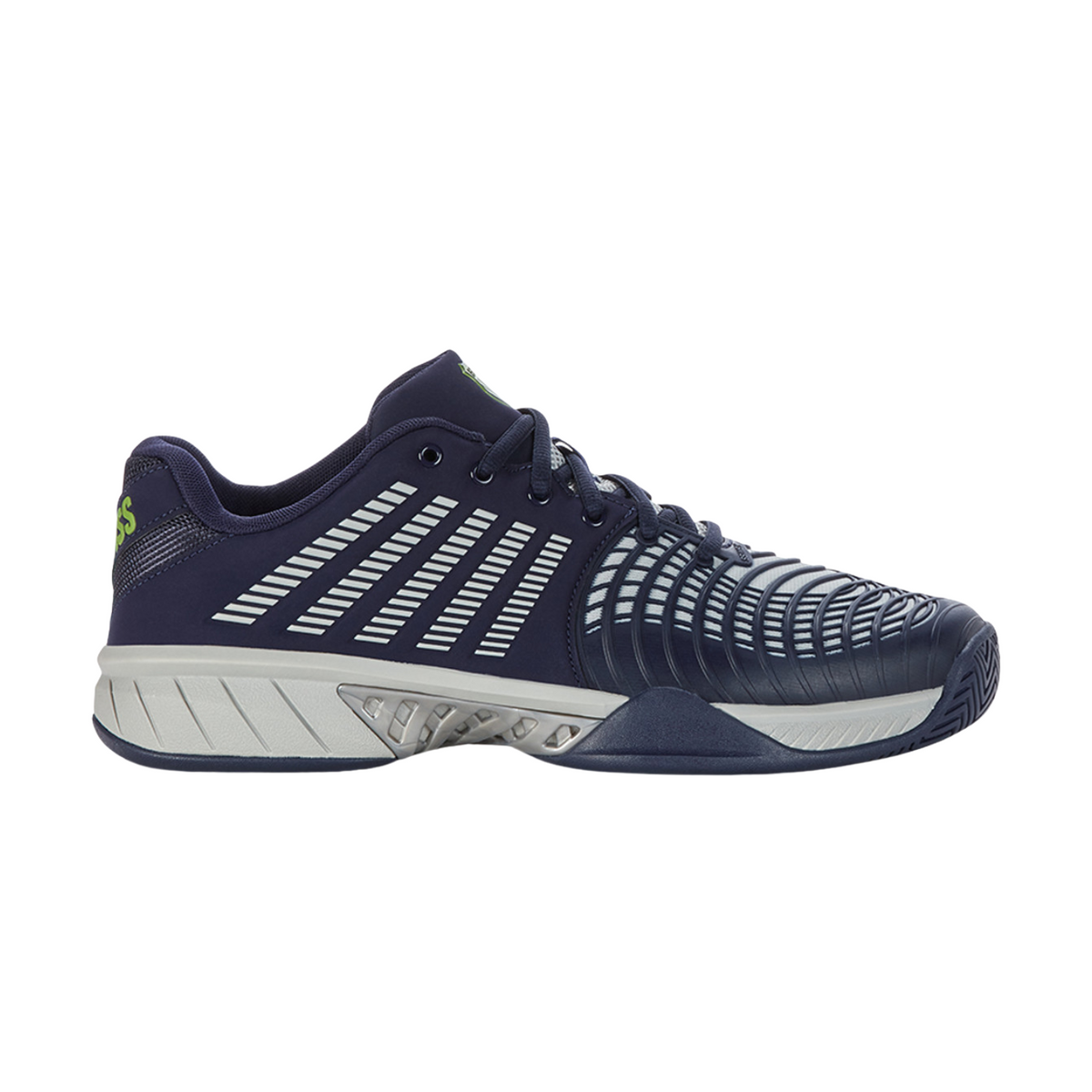 K-Swiss Express Light 3 Tennis Shoes Men, Peacoat/Grey Violet/Lime Green, front view
