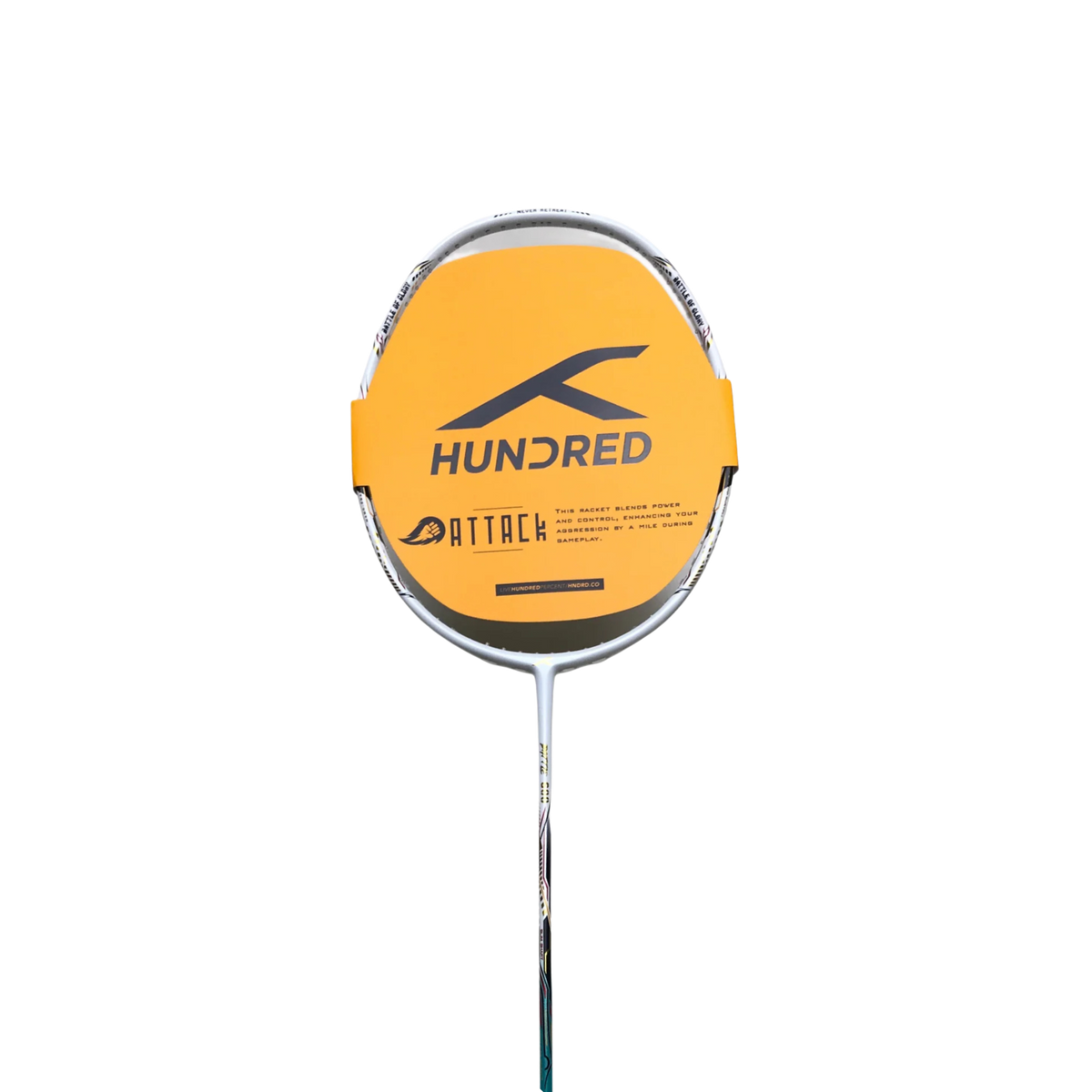 Hundred Battle 600 4U Badminton Racket - White/Verdigris/Gold Badminton Rackets Hundred
