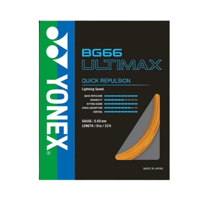 Yonex BG66 Ultimax Badminton String (10m Set) Orange String (Packs) Yonex