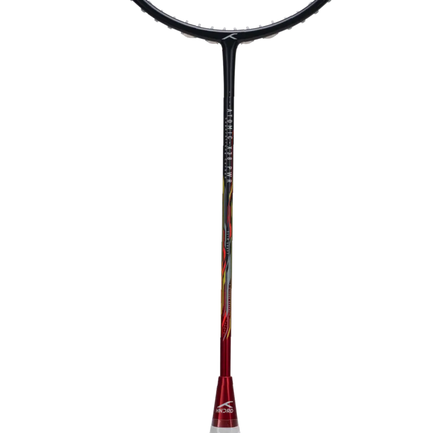 Hundred Atomic X 38 Power Badminton Racket - Charcoal/Red Badminton Rackets Hundred