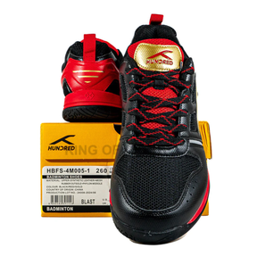 Hundred Blast Badminton Shoes - Black/Red/Gold Badminton Shoes Hundred