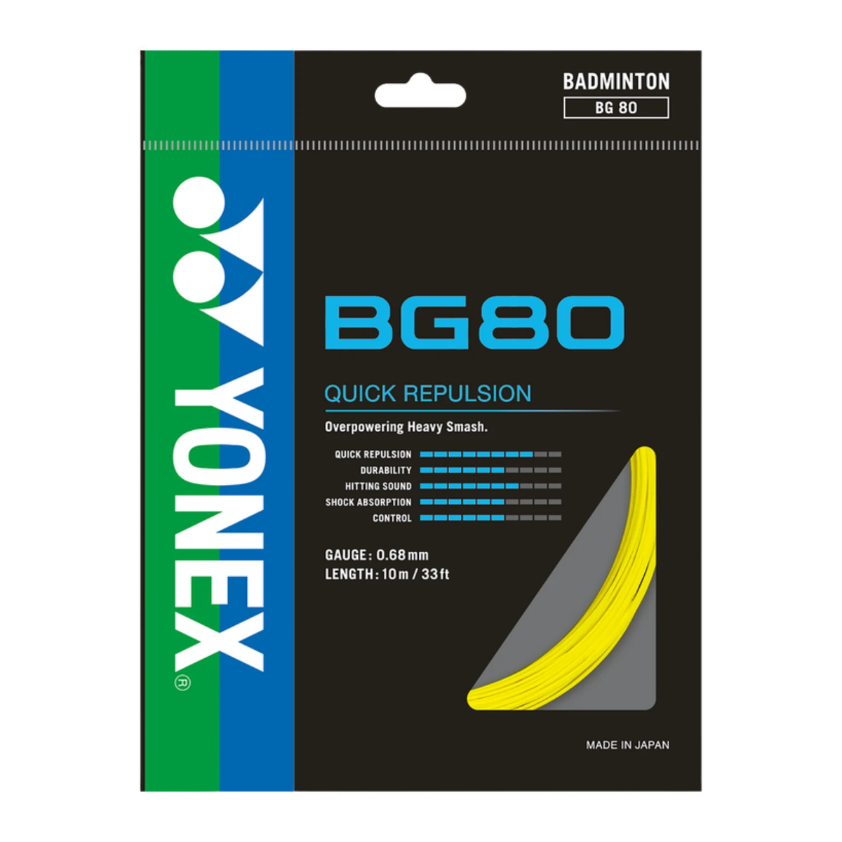 Yonex BG 80 Badminton String Pack - Yellow String (Packs) Yonex