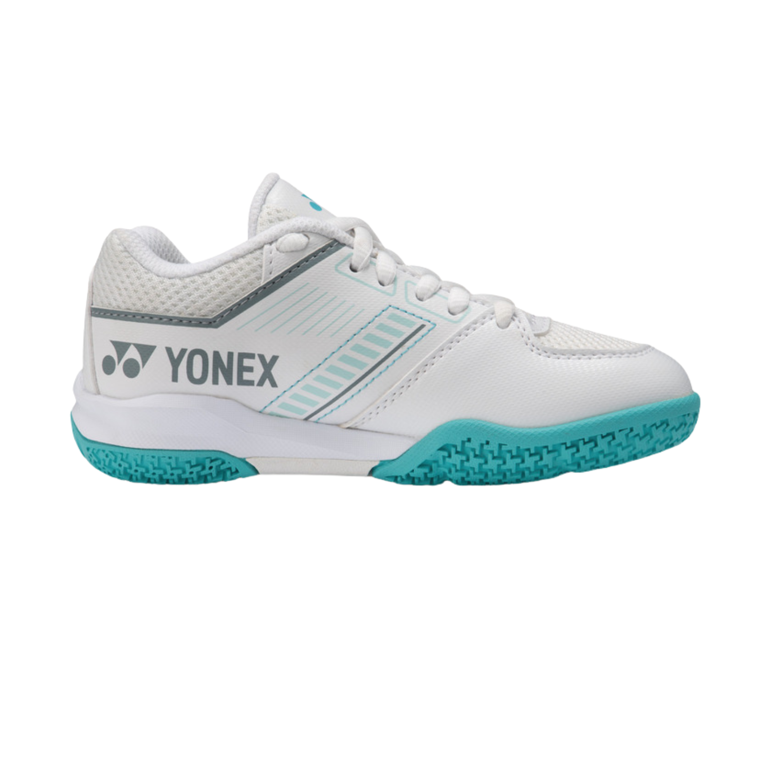 Yonex SHBSF1JREX PC Strider Flow Badminton Shoe Junior Lace - White/Mint Badminton Shoes Yonex