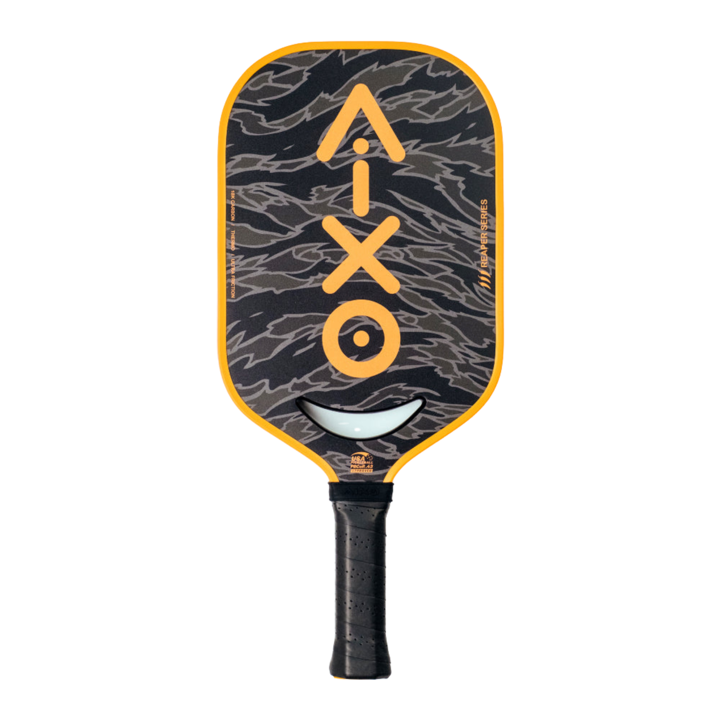 Aixo P14C Reaper Series Tiger King 18K Raw Carbon Pickleball Paddle Black Orange One Size Pickleball Paddle Aixo