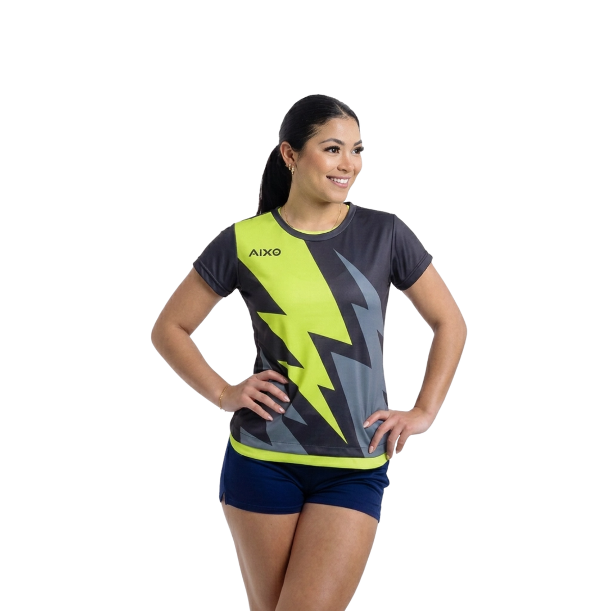 AIXO Bolt Womens T-Shirt - Black Clothing Aixo