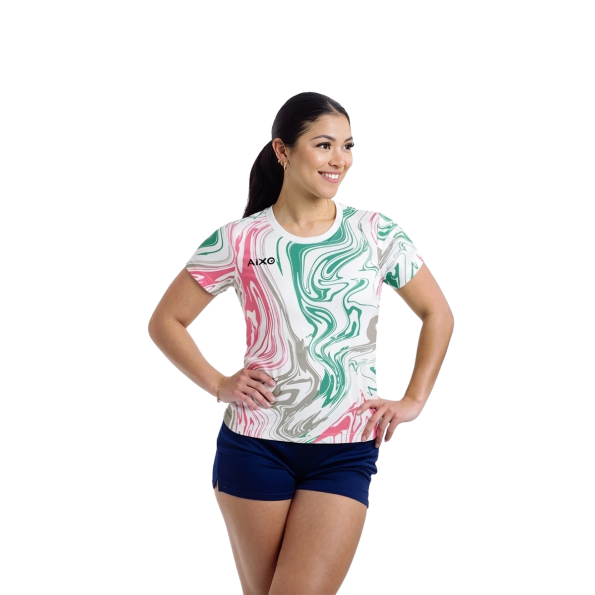 AIXO Chrome Womens T-Shirt - White T Shirt Aixo