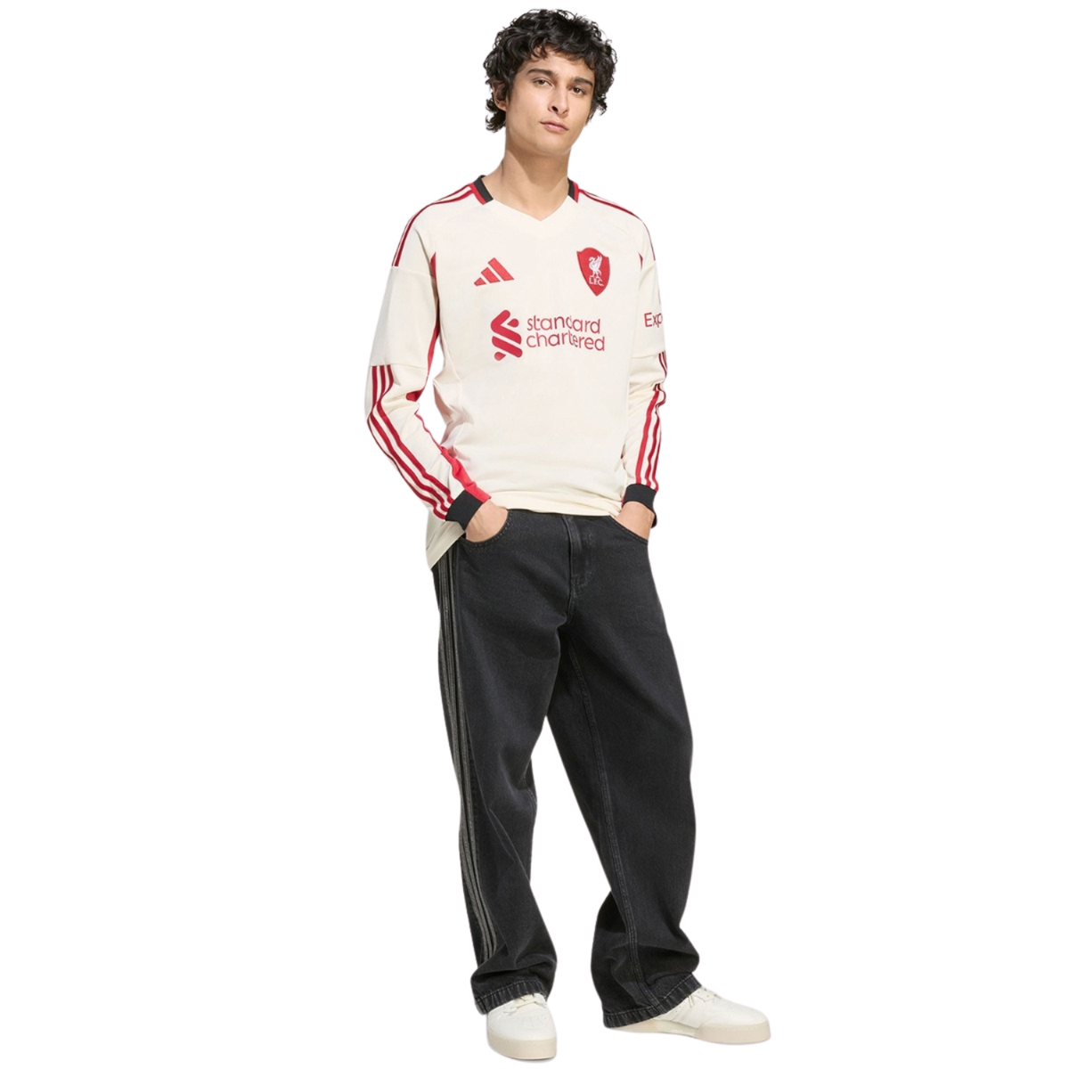 Adidas Liverpool F.C. 25/26 Long Sleeve Away Jersey Junior - Beige Clothing Adidas