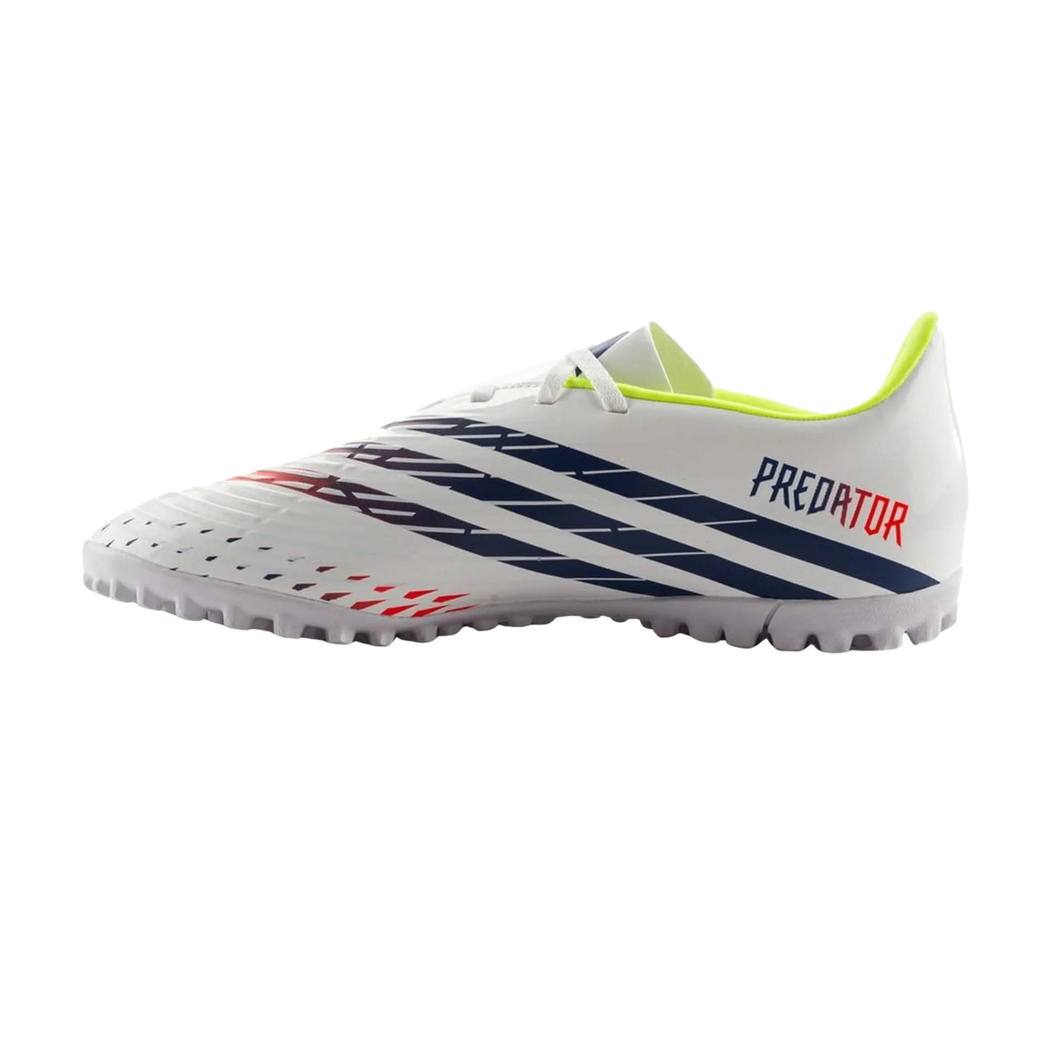 Adidas Predator Edge 4 TF Football Boots Unisex - White/Solar Yellow/Power Blue FTWWHT SYELLO POBLUE UK 8 Football Boots Adidas