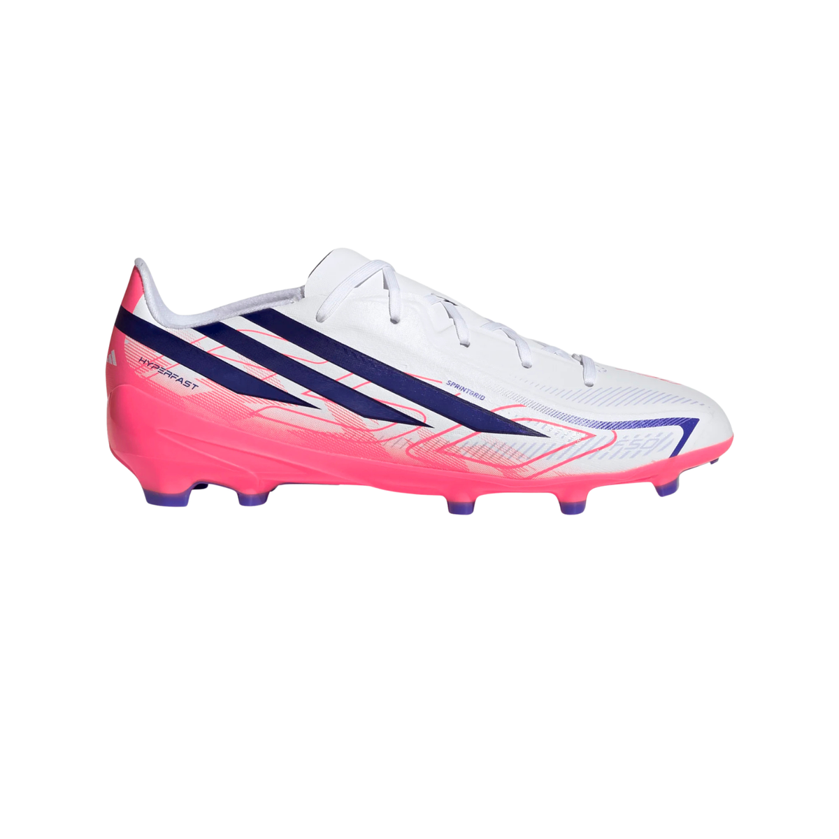 Adidas F50 Hyperfast League FG Football Boots Junior - White/Purple/Pink White Purple Pink Football Boots Adidas