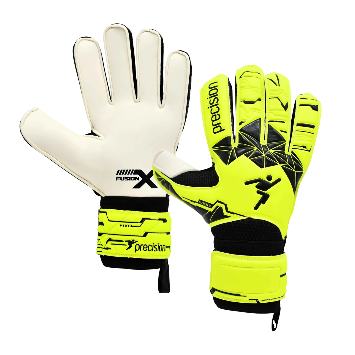 Precision Flat Cut Essential Goalkeeper Gloves - Black/Fluo Yellow Black Fluo Yellow Goalkeeper Gloves Precision