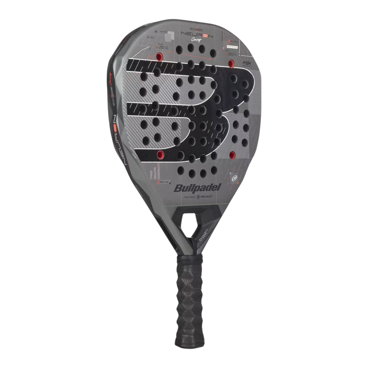 Bullpadel Neuron 02 CMF 27 Padel Racket, Grey, back view