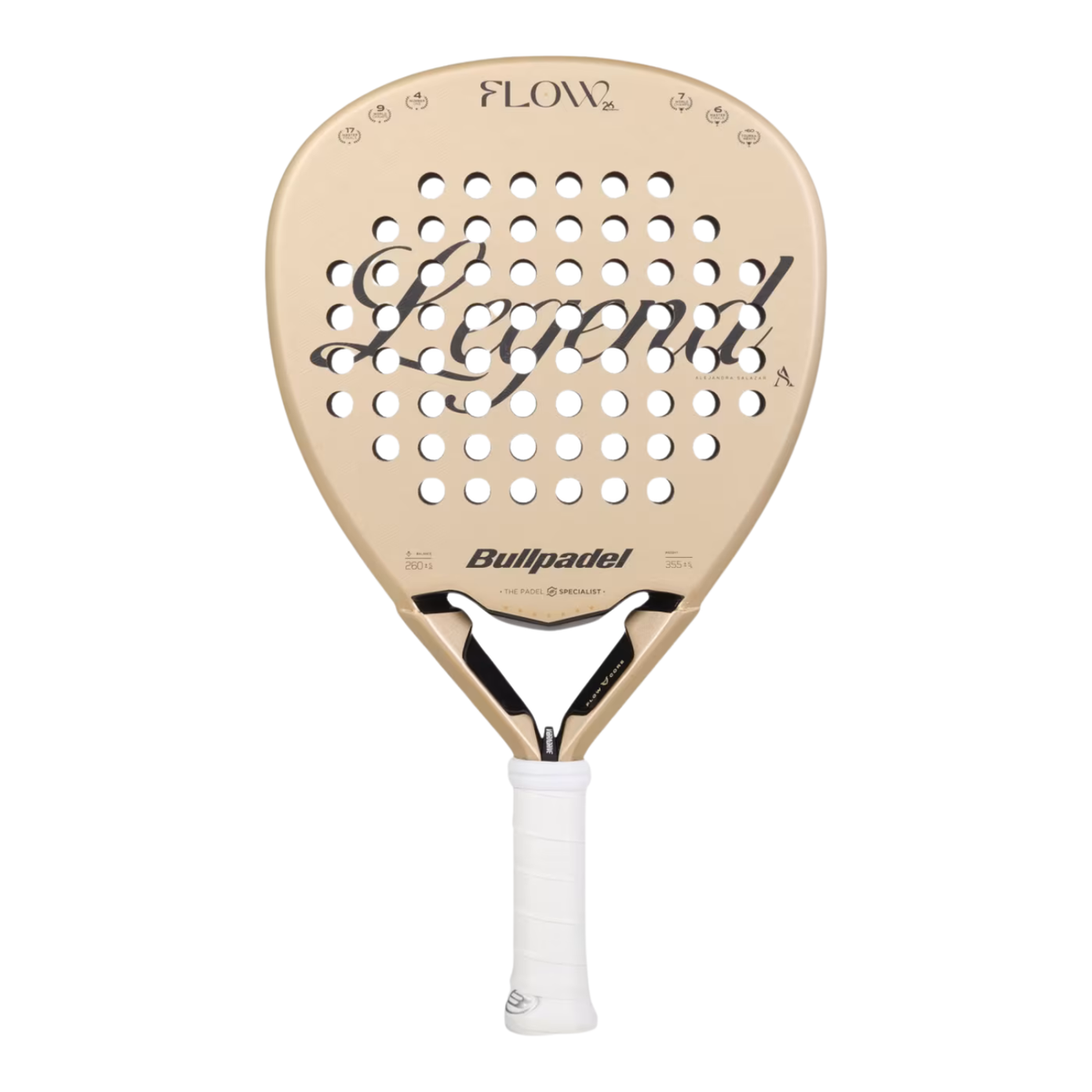 Bullpadel Flow 27 Padel Racket, Gold, back view