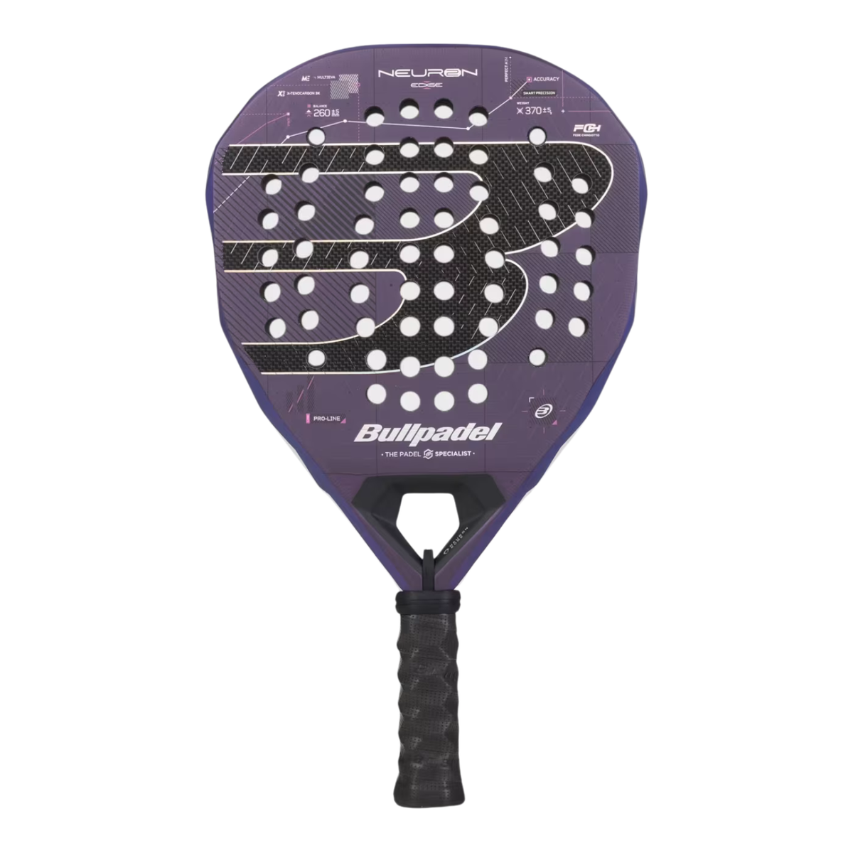 Bullpadel Neuron 02 Edge 27 Padel Racket, Purple, front view