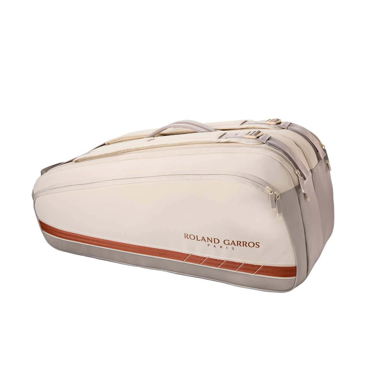 Wilson Roland Garros 2025 Super Tour 9 Pack Racket Bag, Cream/Clay, front view