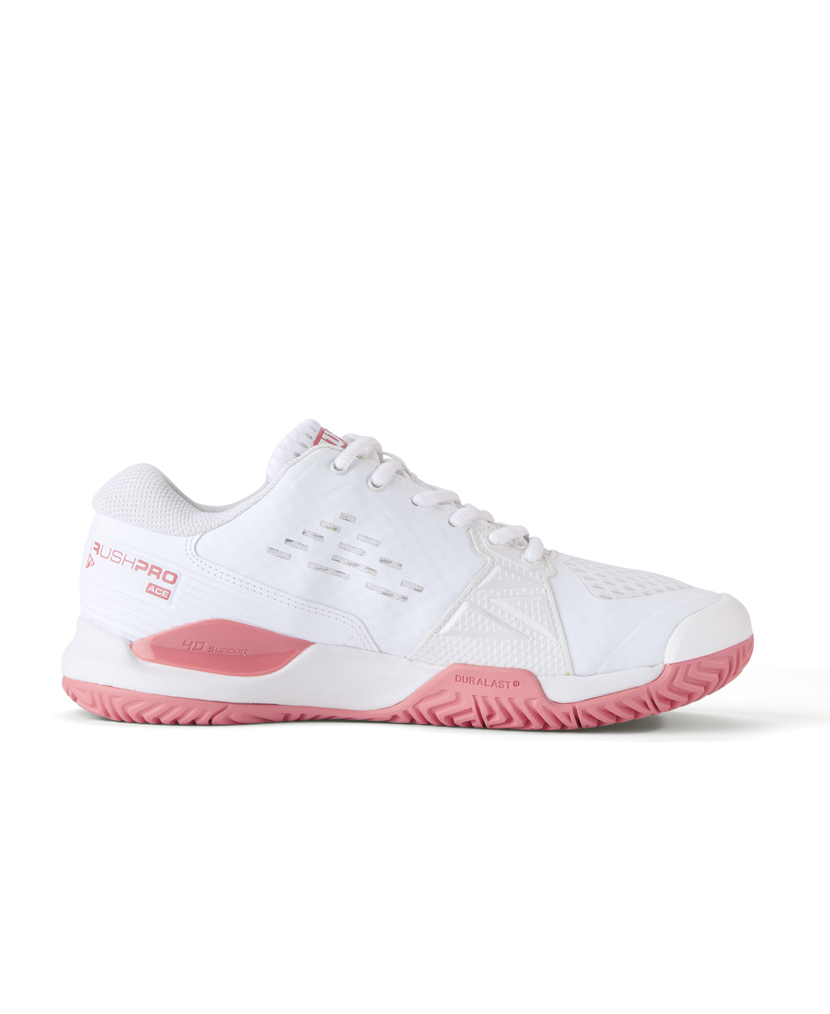 Wilson Rush Pro Ace Junior Tennis Shoes, White/Mauveglow, front view