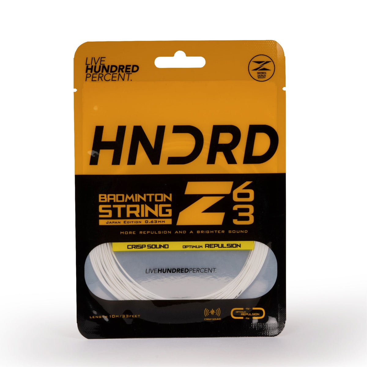 Hundred 63 Z Badminton String HBAA-2M042-1 Ice White 10m Set String (Packs) Hundred