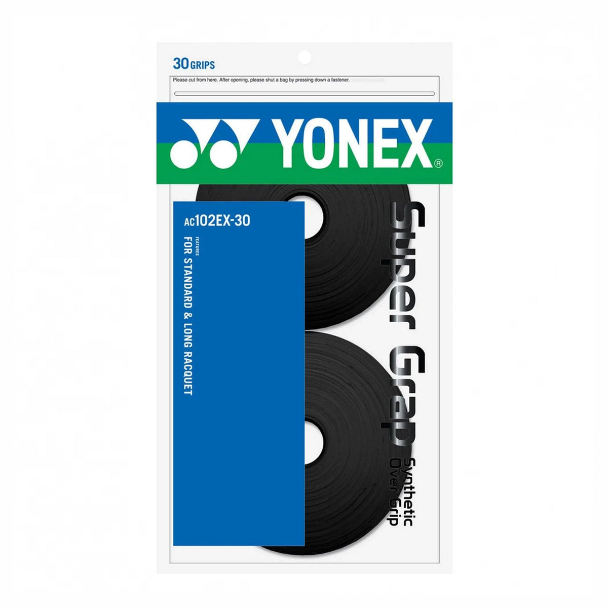 Yonex AC102EX-30 Wet Super Grap 30 Pcs - Black Black 30 Pieces Overgrips Yonex