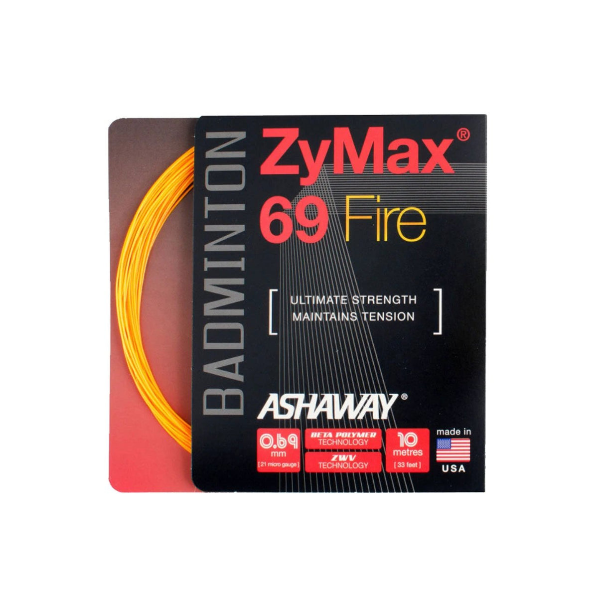 Ashaway ZyMax 69 Fire String (10m Set) Orange Orange 10m Set Clearance Ashaway