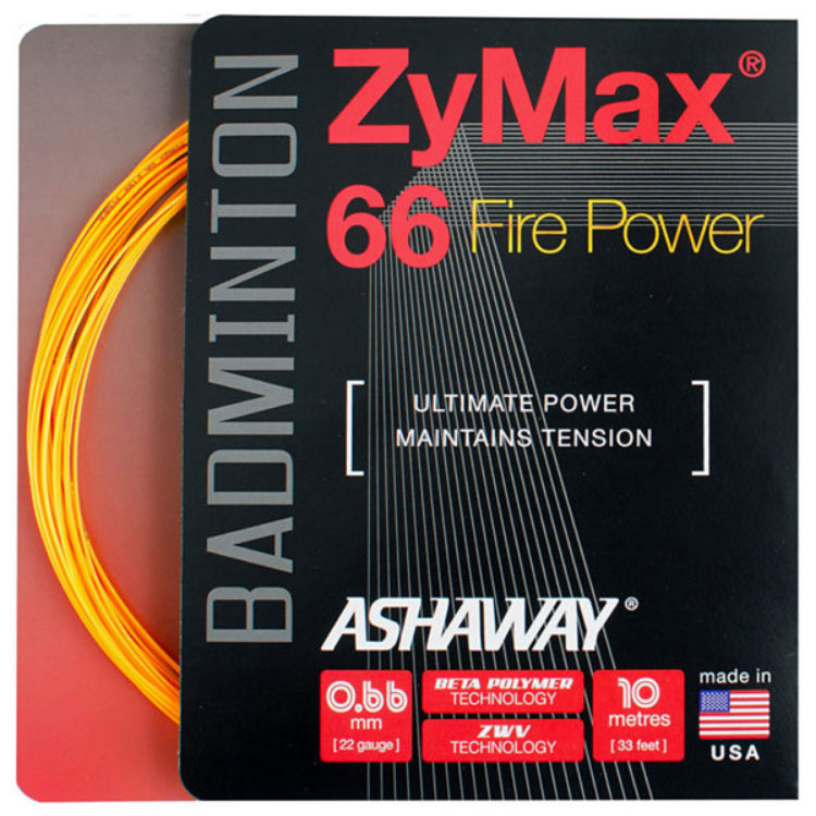 Ashaway Zymax 66 Fire POWER String (10m Set) Orange