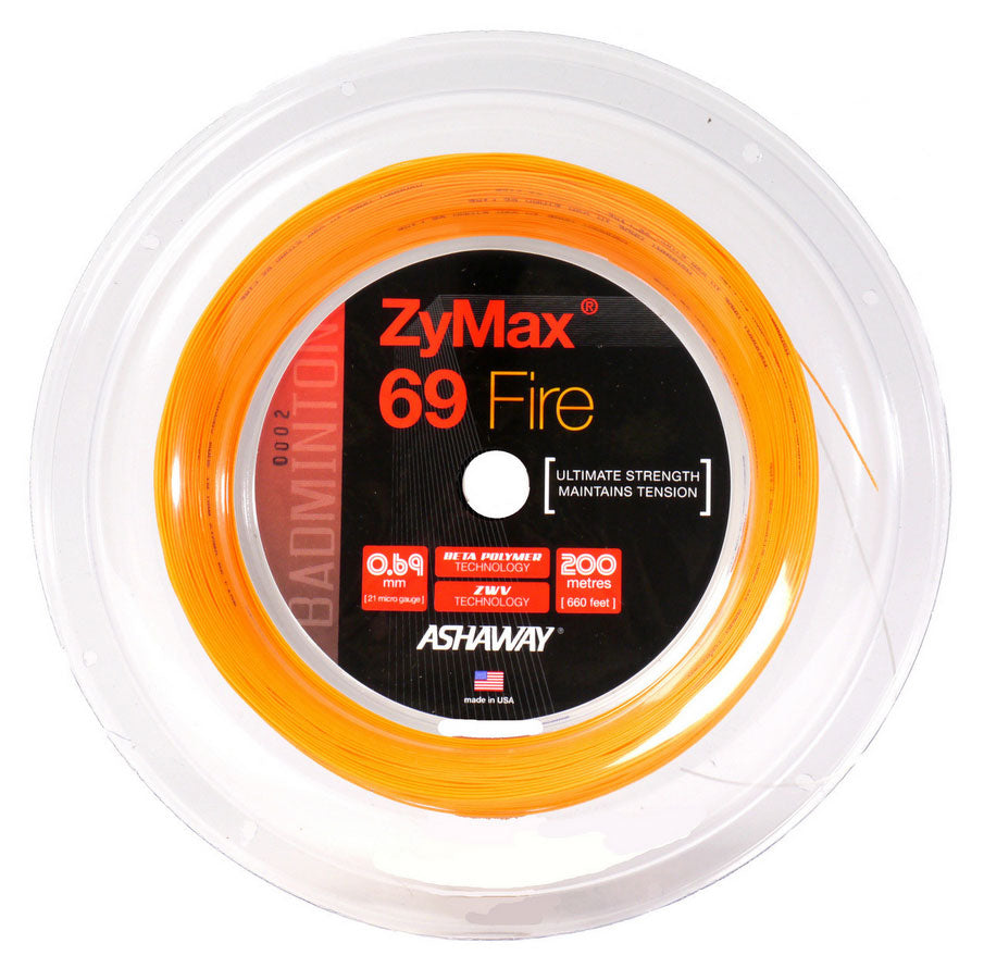 Ashaway ZyMax 69 Fire String (200m Reel) Orange