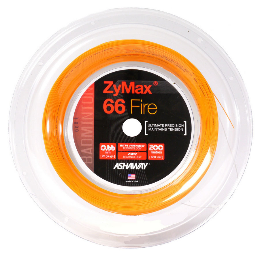 Ashaway ZyMax 66 Fire String (200m Reel) Orange