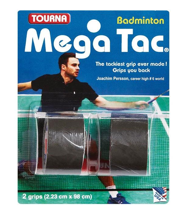 Tourna Mega Tac Overgrips (2 Pieces) Black 2 Pieces Overgrips Tourna